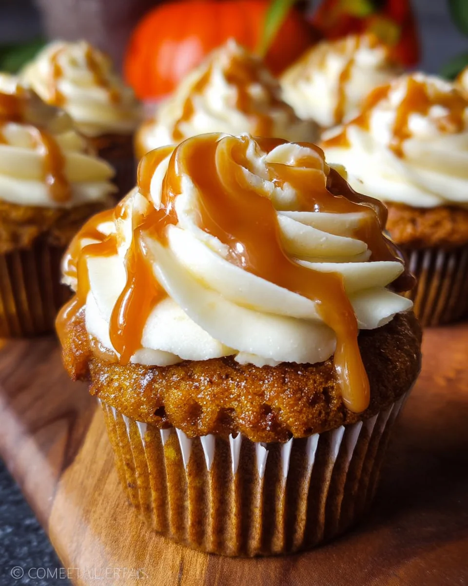 Pumpkin Cupcakes with Salted Caramel Cream Cheese Frosting 20 Pumpkin