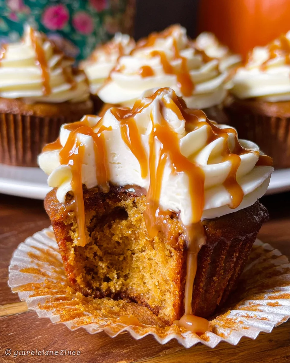 Pumpkin Cupcakes with Salted Caramel Cream Cheese Frosting 21 Pumpkin