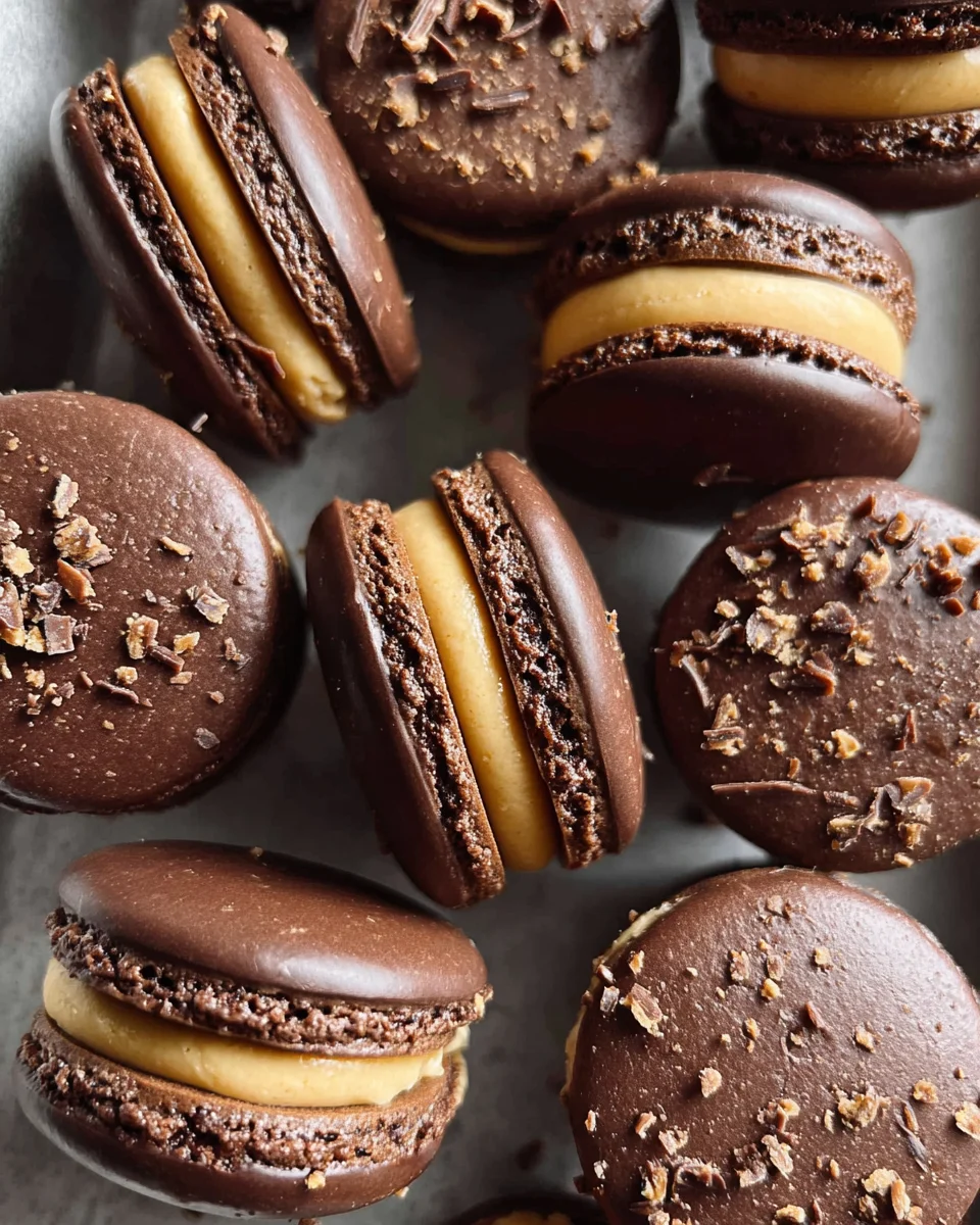 Chocolate Peanut Butter Macarons