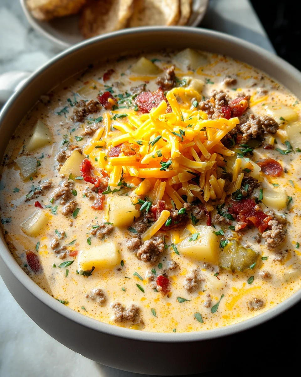 Easy Cheeseburger Soup 32 Easy Cheeseburger Soup