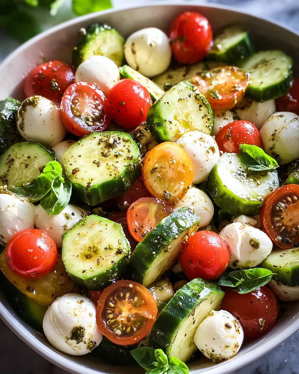 Fresh Cucumber Caprese Salad