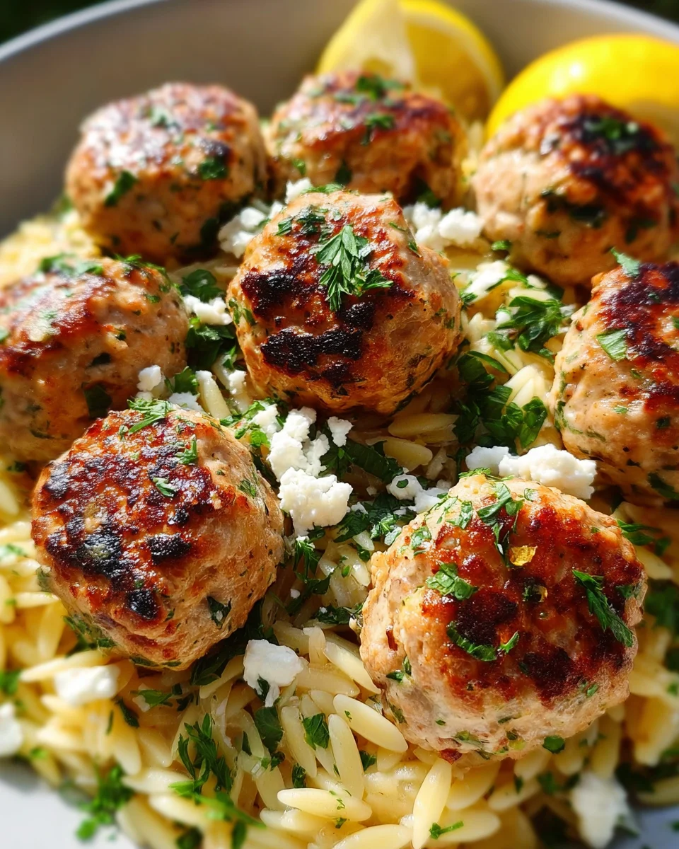 Greek Chicken Meatballs with Lemon Orzo 23 Greek