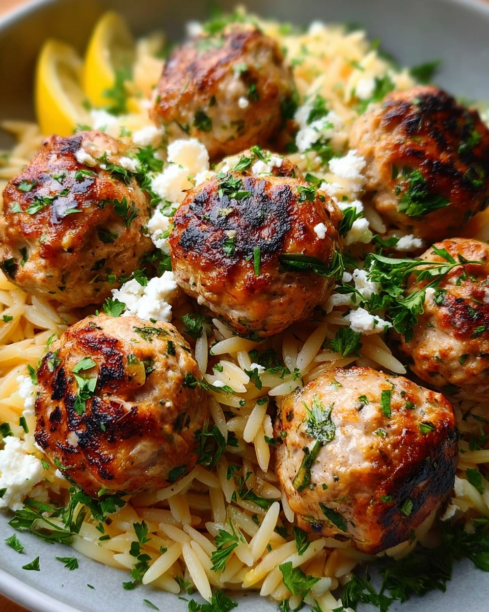 Greek Chicken Meatballs with Lemon Orzo 24 Greek