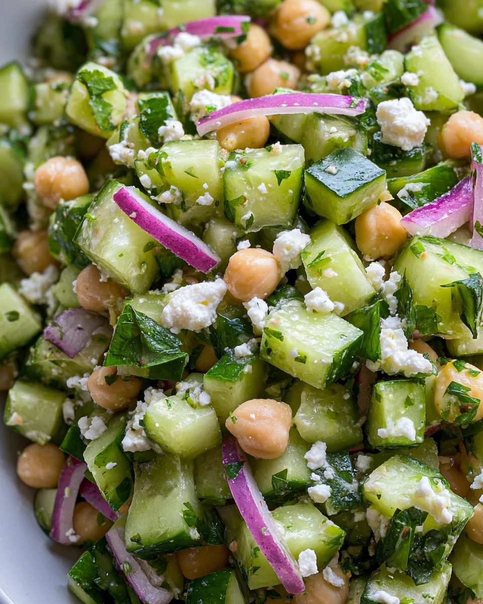 Herby Cucumber Salad with Feta and Chickpeas 20 Herby