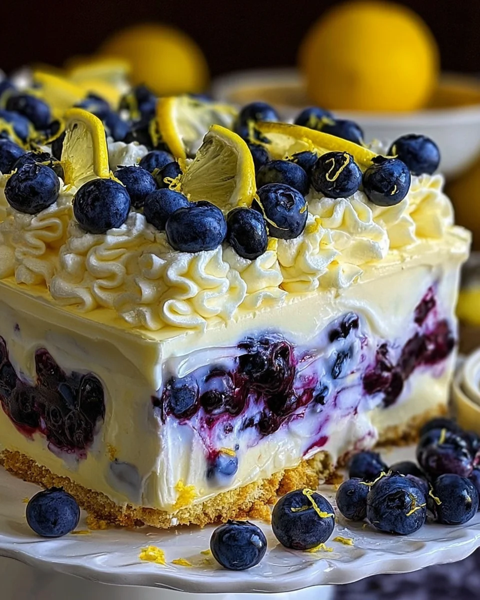 No-Bake Lemon dazzling Blueberry cream Cake 18 No-Bake