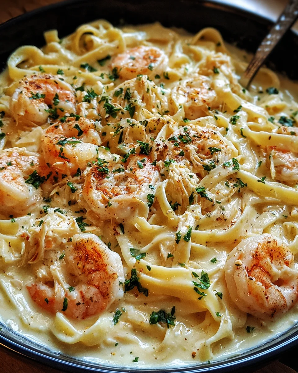 One Pot Shrimp and Crab Alfredo