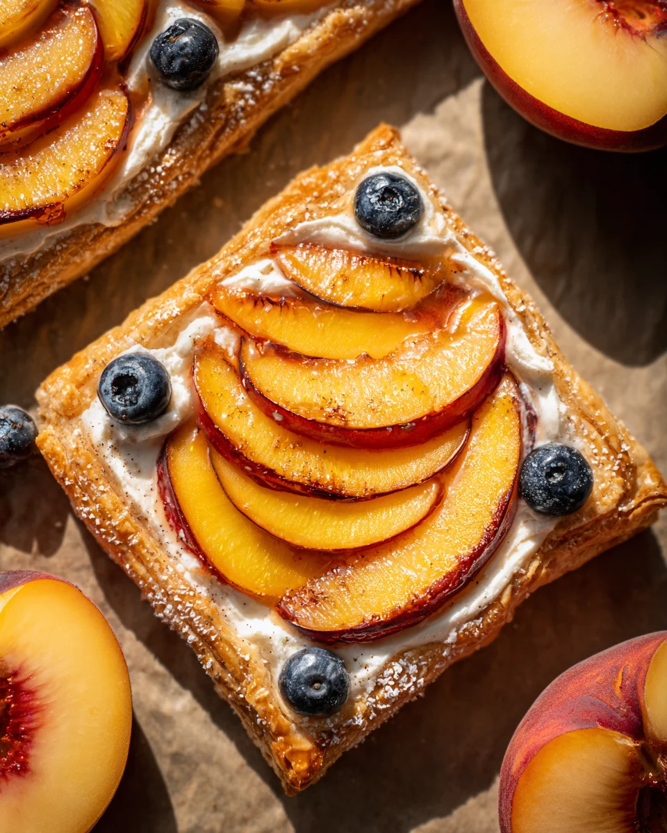 Peaches and Cream Puff Pastry Tart 19 Peaches