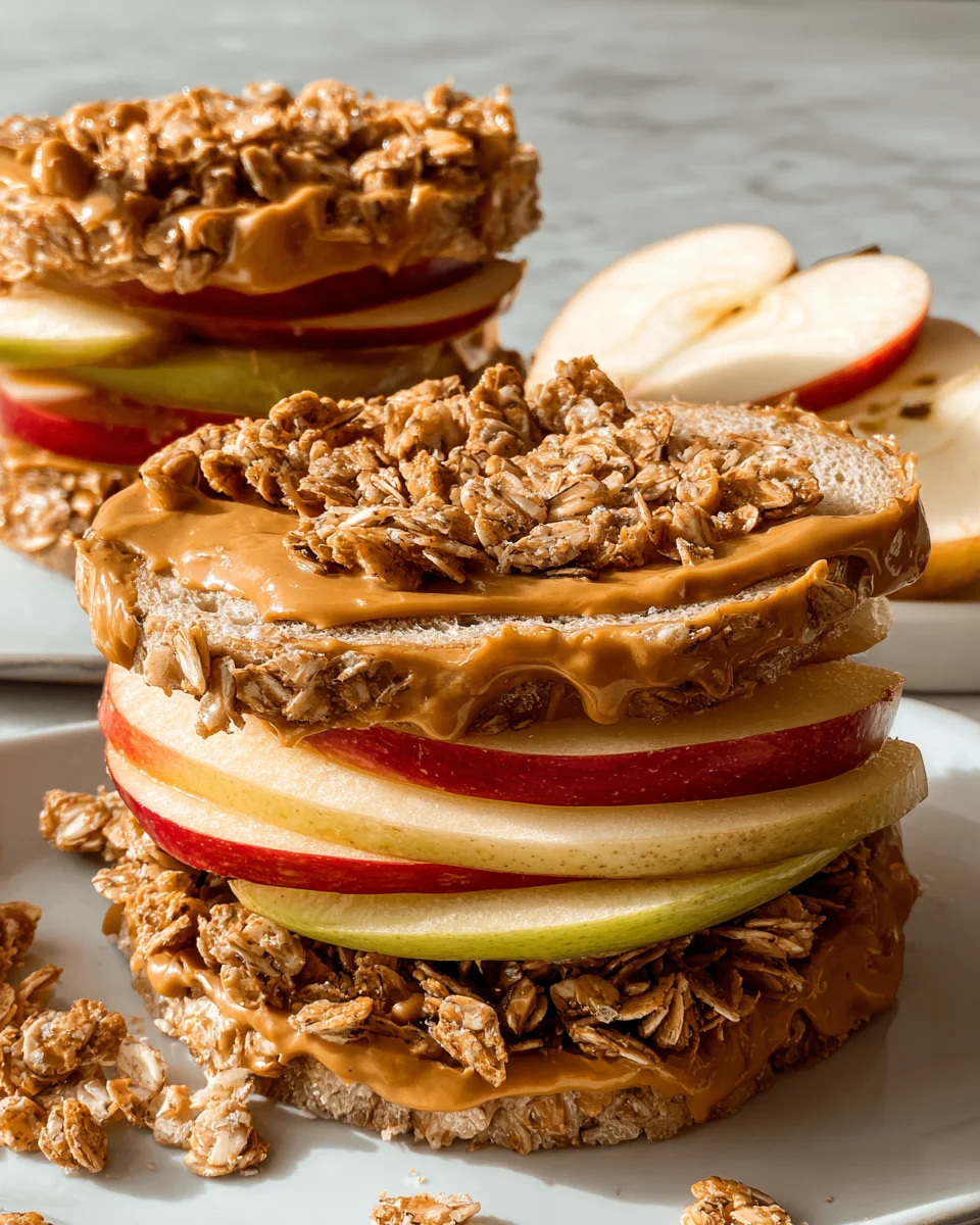 Peanut Butter Apple Sandwiches with Granola 14 Peanut