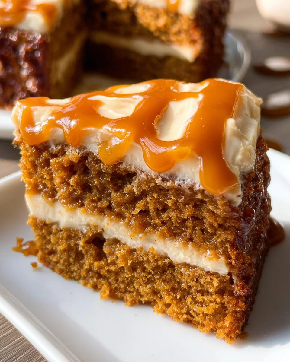 Pumpkin Cake with Caramel Cream Cheese Frosting