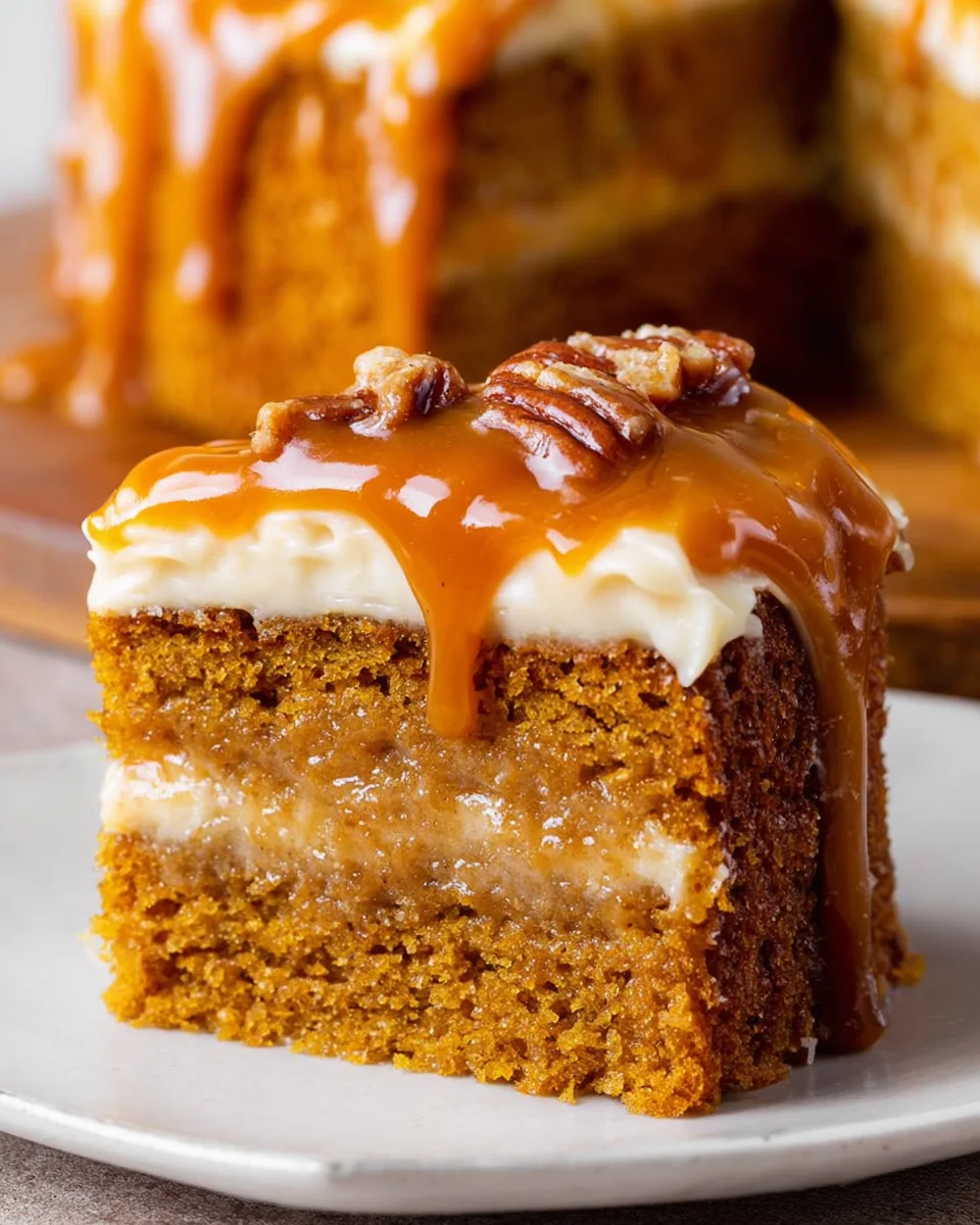 Pumpkin Cake with Caramel Cream Cheese Frosting 27 Pumpkin