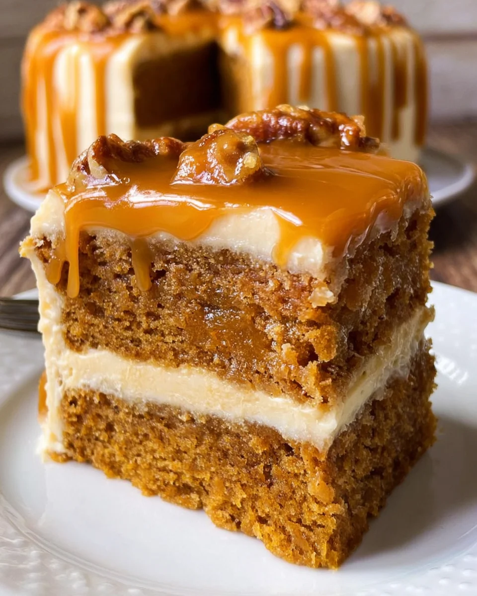 Pumpkin Cake with Caramel Cream Cheese Frosting 28 Pumpkin