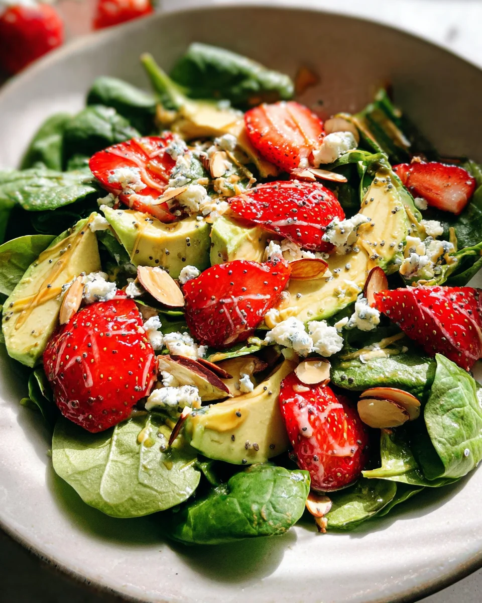 Strawberry Avocado Spinach Salad with Poppyseed Dressing 2 Strawberry Avocado Spinach Salad with Poppyseed Dressing