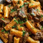 Creamy Garlic Beef Pasta