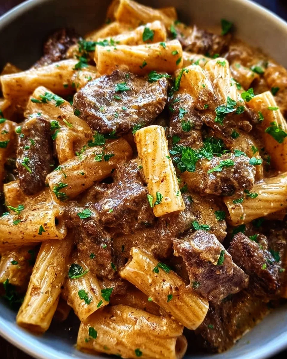 Creamy Garlic Beef Pasta 18 Creamy