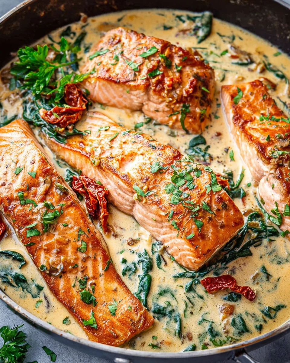 Creamy Garlic Butter Tuscan Salmon