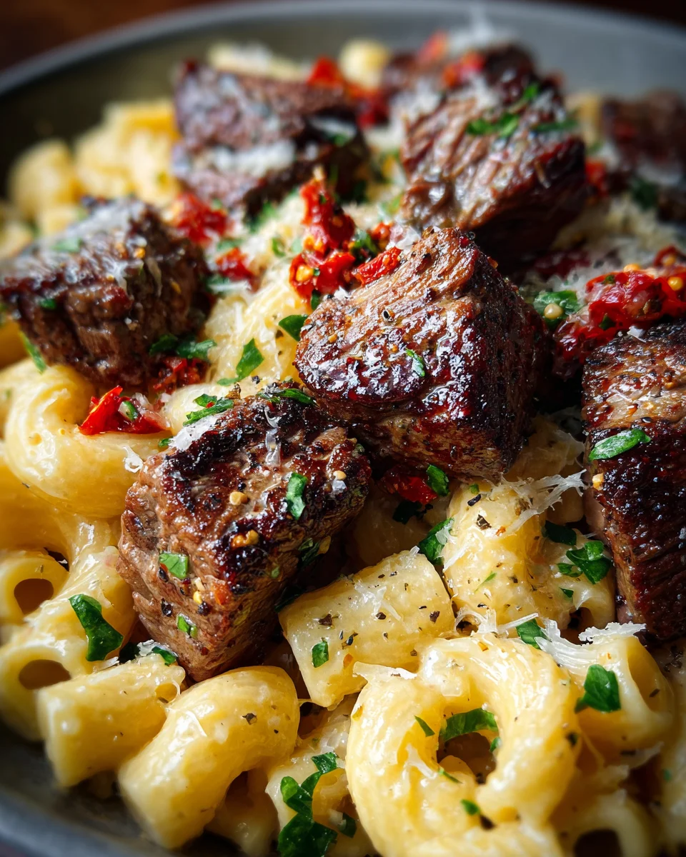 Garlic Butter Steak Tips with Cheesy Rigatoni 23 Garlic