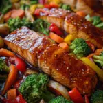One Pan Baked Teriyaki Salmon and Vegetables