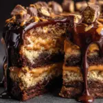Peanut Butter Chocolate Poke Cake