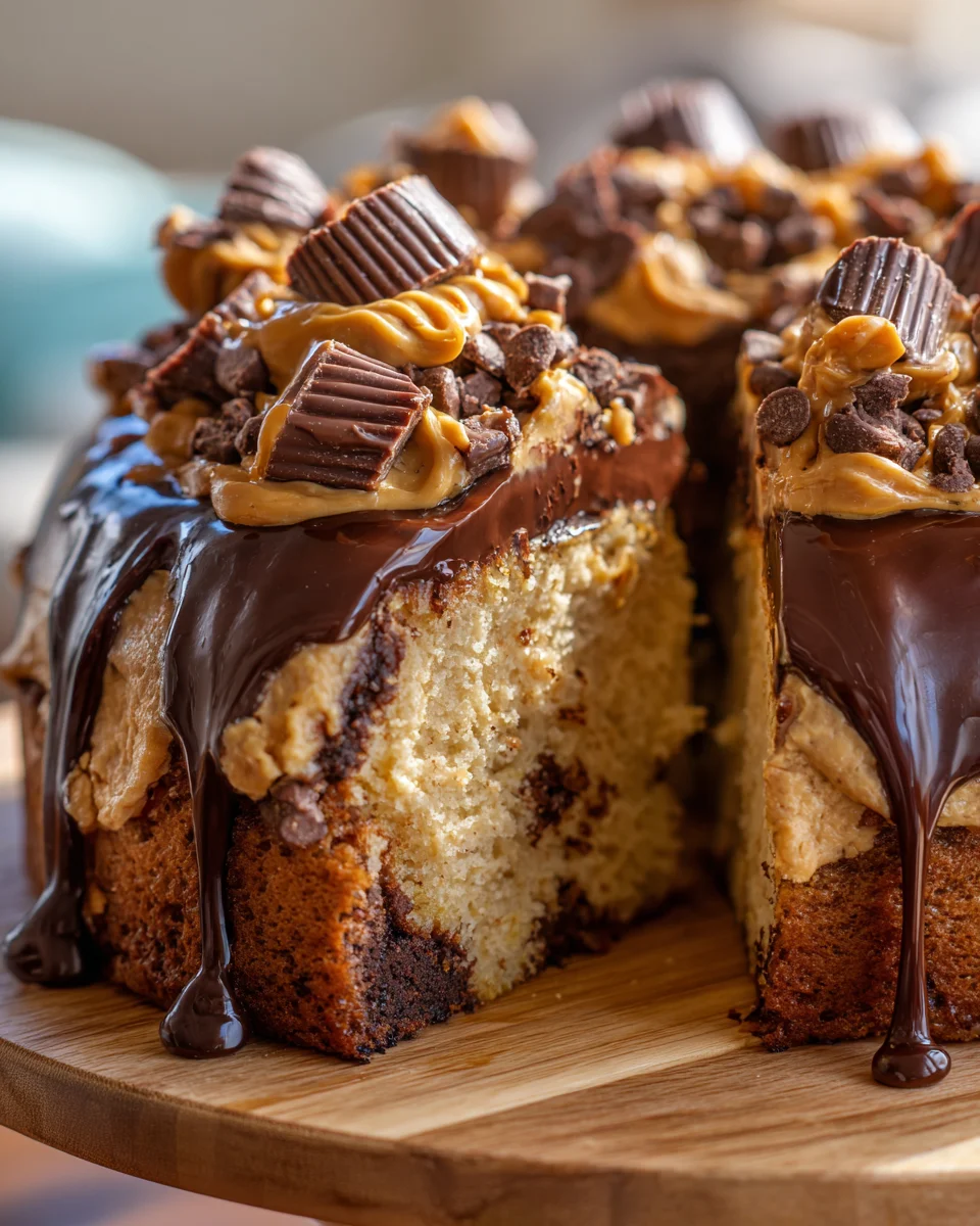 Peanut Butter Chocolate Poke Cake 28 Peanut