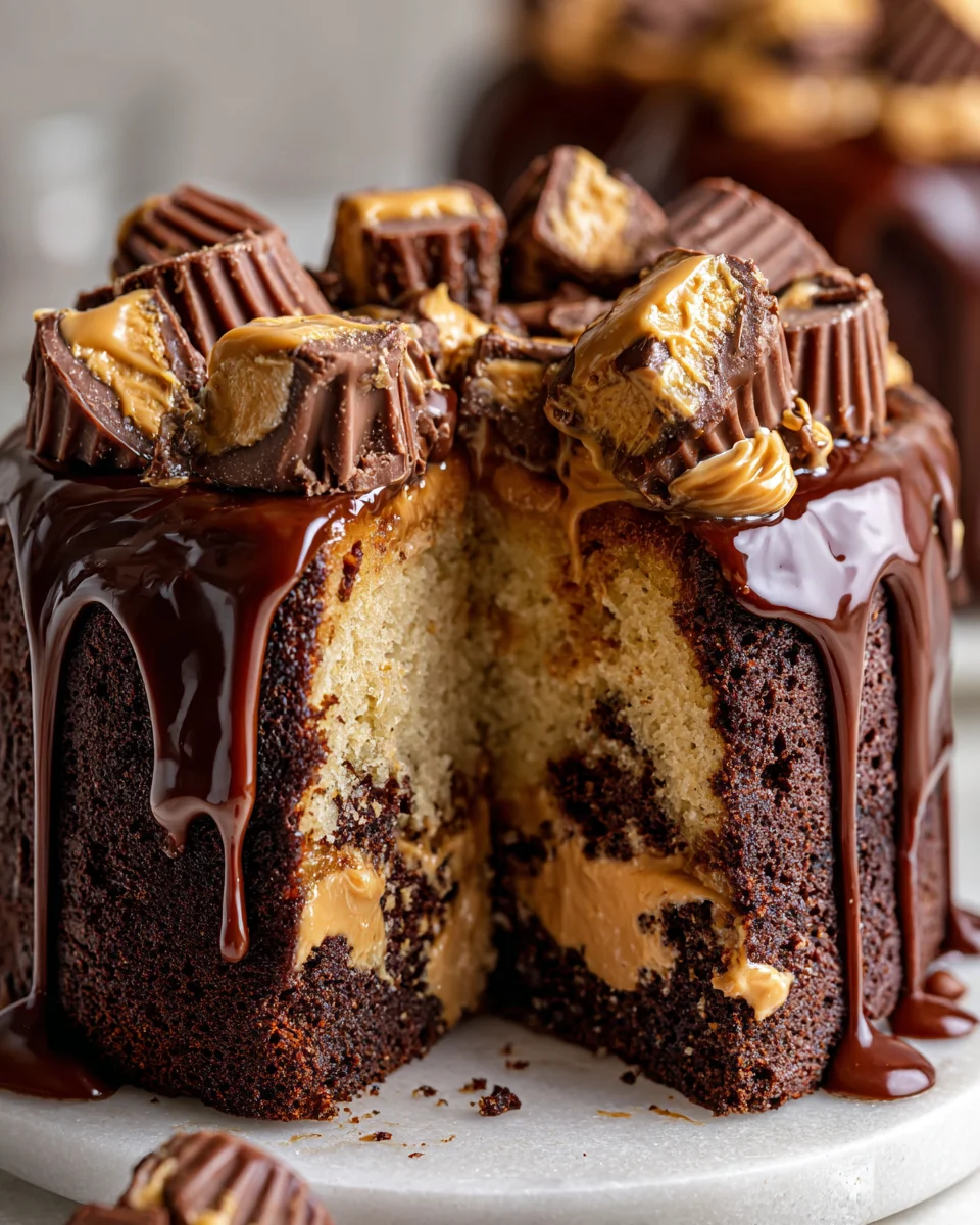 Peanut Butter Chocolate Poke Cake 29 Peanut