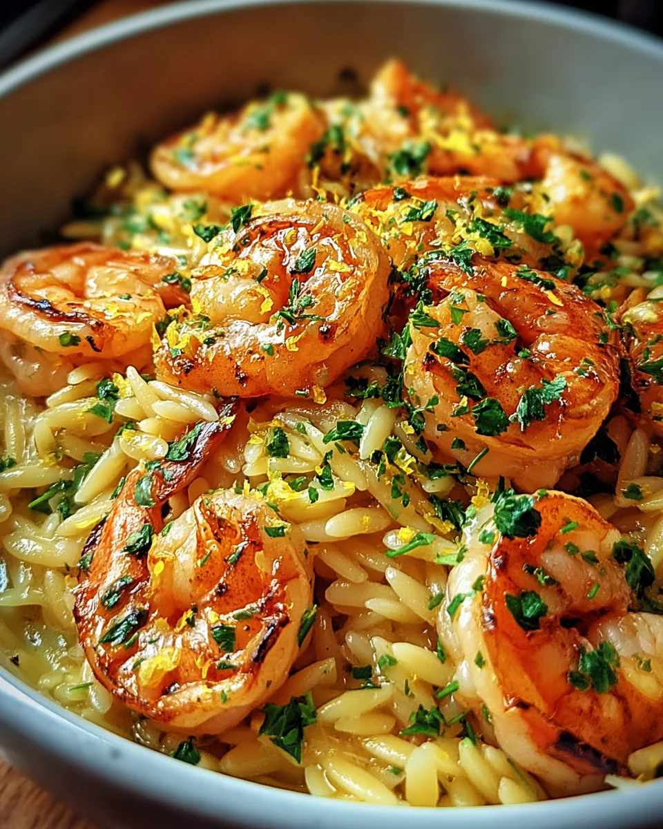 Shrimp Orzo in Lemon Garlic Sauce