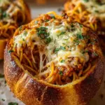 Spaghetti Garlic Bread Bowls