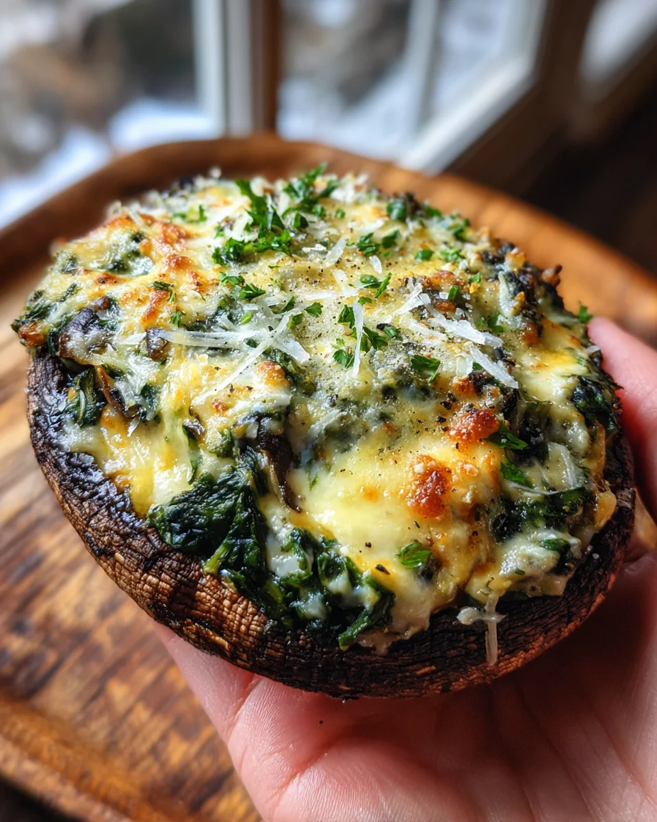 Spinach and Cheese Stuffed Portobello Mushroom 20 Spinach