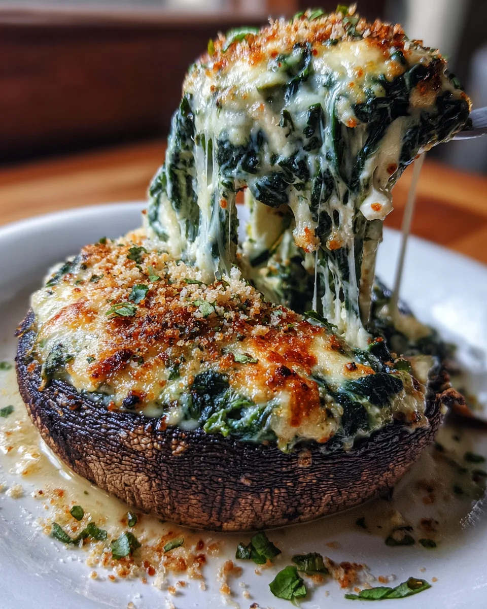 Spinach and Cheese Stuffed Portobello Mushroom 21 Spinach