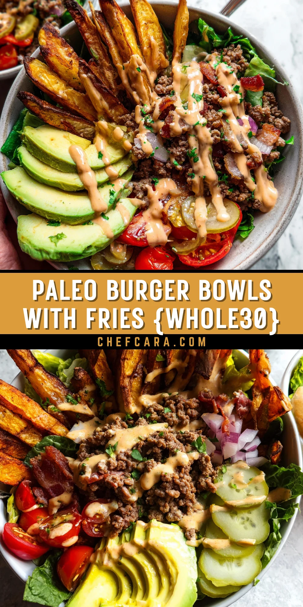 Paleo Burger Bowls with Fries {Whole30} 33 Pinterest Hidden Image