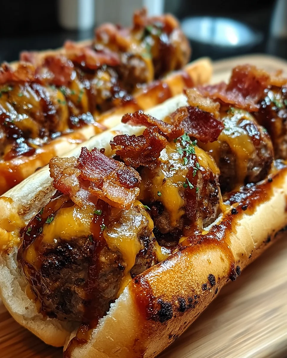 Bourbon BBQ Bacon Cheeseburger Meatball Subs Ready in 30 Minutes