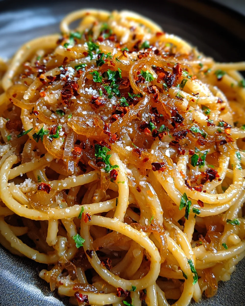 Caramelized Onion Pasta with Chili Oil 24 Caramelized Onion Pasta with Chili Oil
