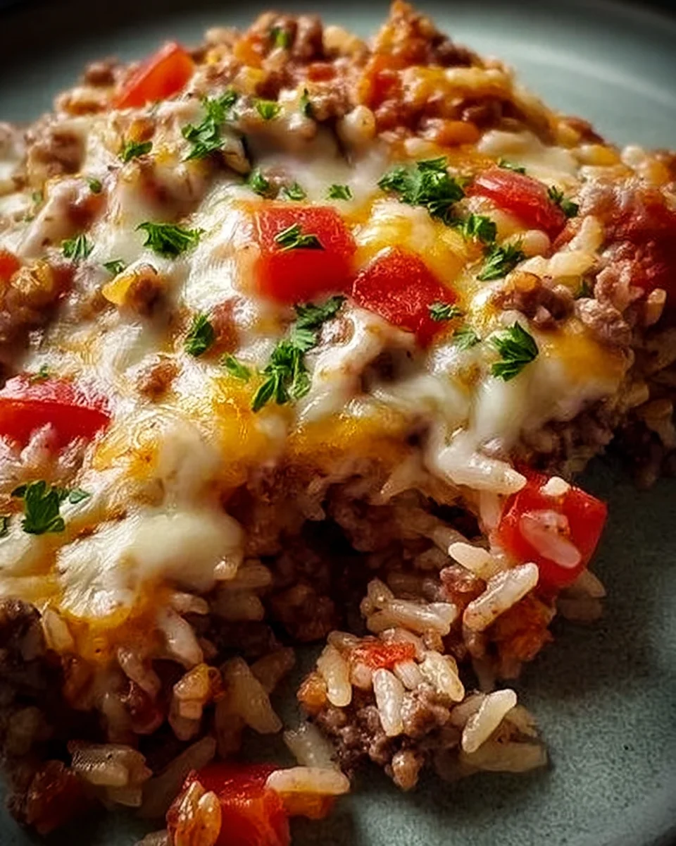 Cheesy Hamburger Rice Casserole