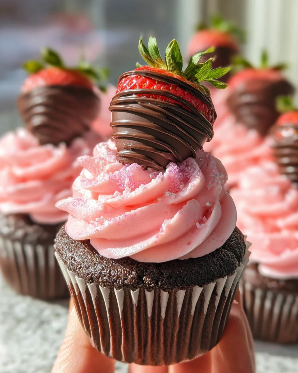 Chocolate Covered Strawberry Cupcakes