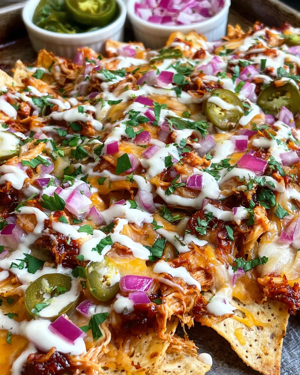 Easy Sheet Pan BBQ Chicken Nachos