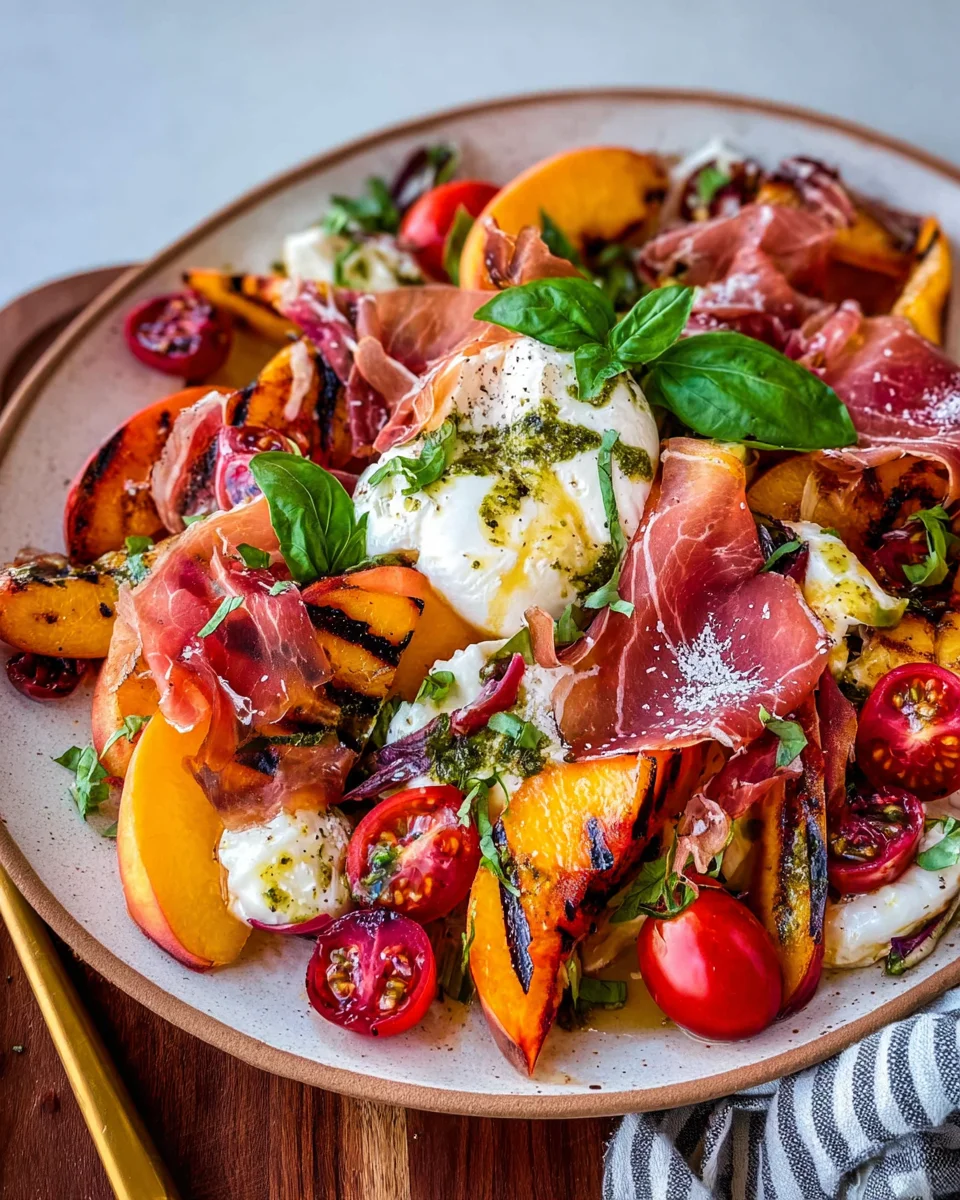 Grilled Nectarine Burrata Prosciutto Salad