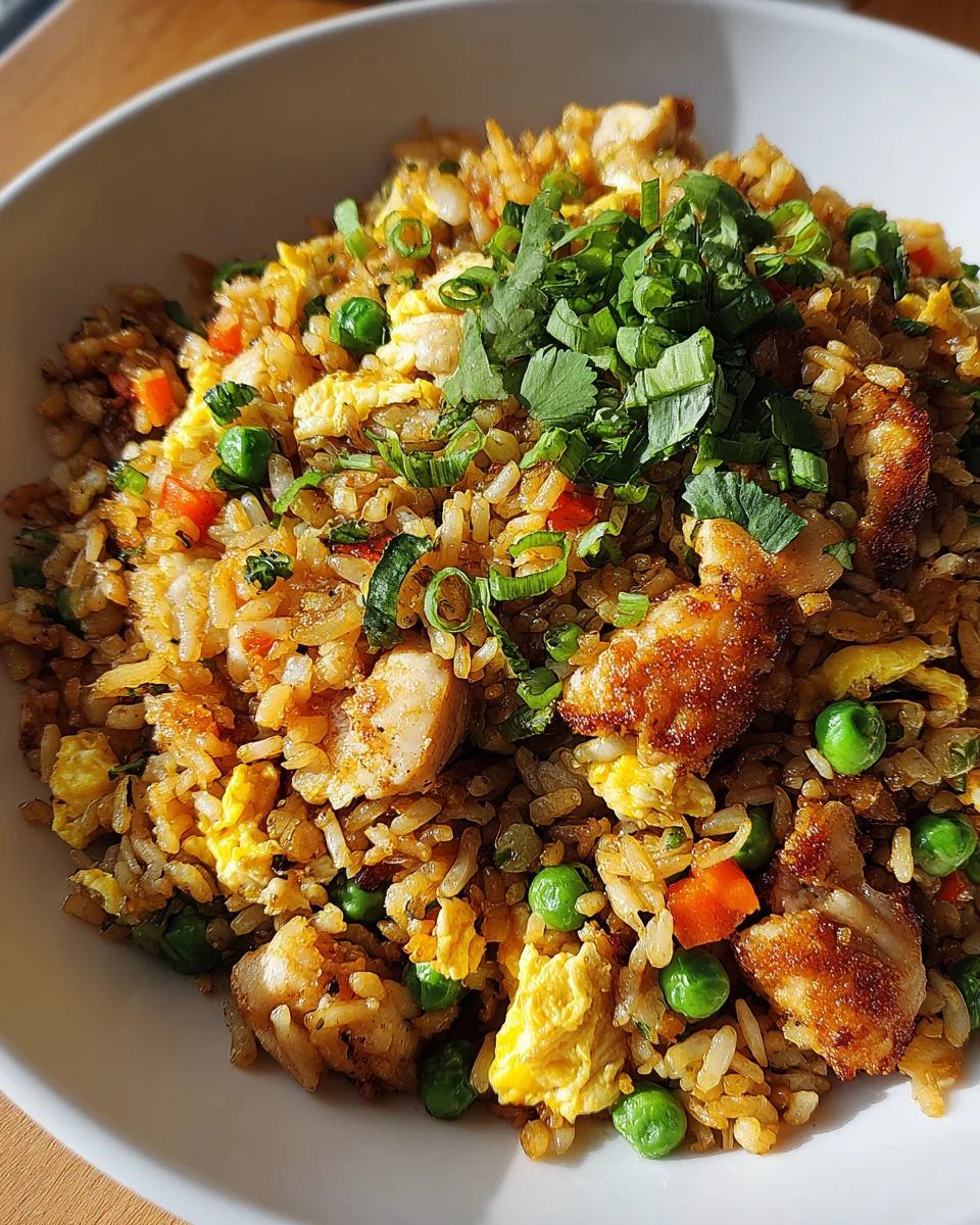 High Protein Crispy Garlic Chicken Fried Rice