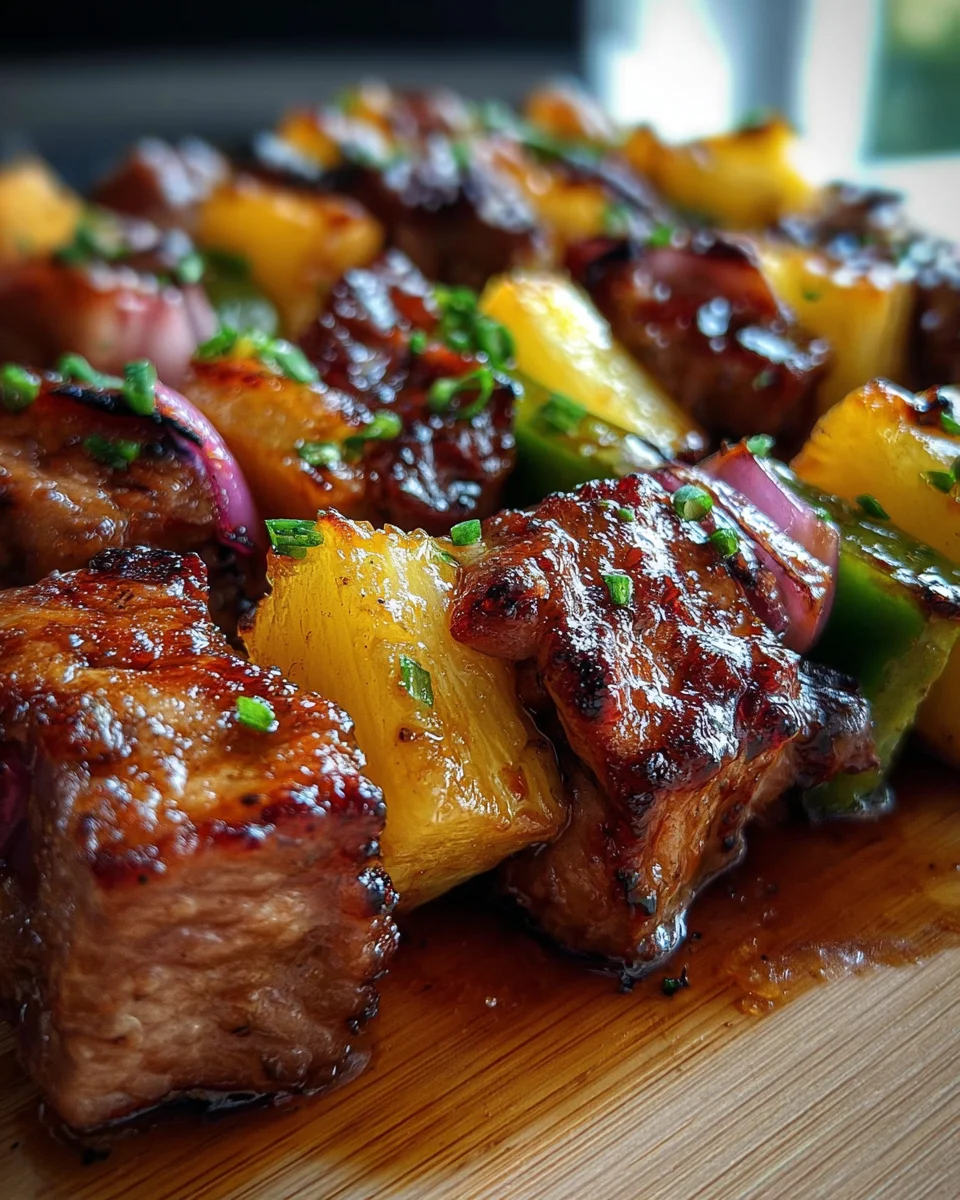 Pineapple BBQ Pork Skewers