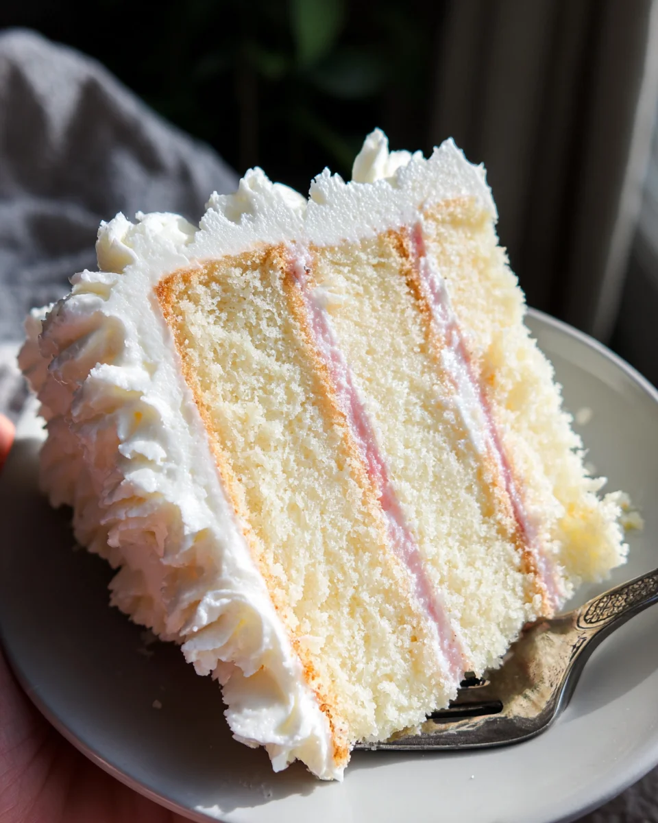 White Almond Cake with Whipped Buttercream Frosting