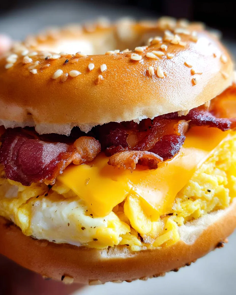 Bacon Egg Cheese Bagel Sandwich