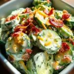 Creamy Cucumber Salad with Bacon and Cheese