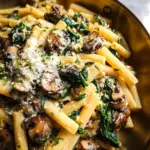 Creamy Parmesan Spinach Mushroom Pasta