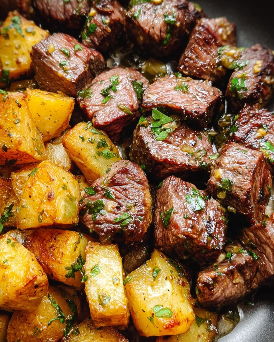 Garlic Butter Steak Bites and Potatoes