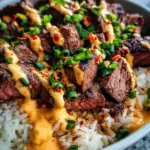 Korean BBQ Steak Rice Bowls with Spicy Cream Sauce