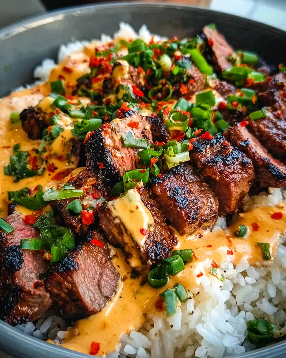 Korean BBQ Steak Rice Bowls with Spicy Cream Sauce 22 Korean