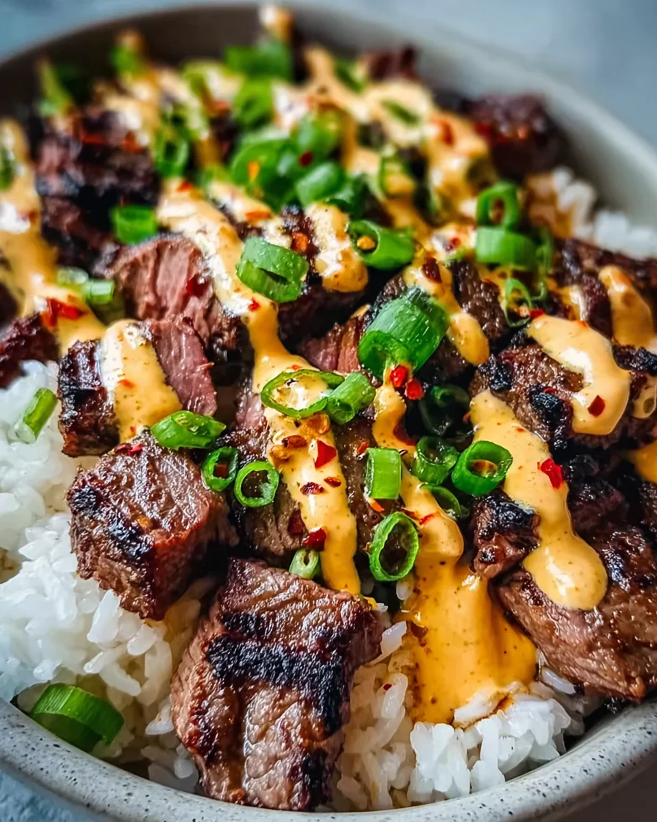 Korean BBQ Steak Rice Bowls with Spicy Cream Sauce 23 Korean