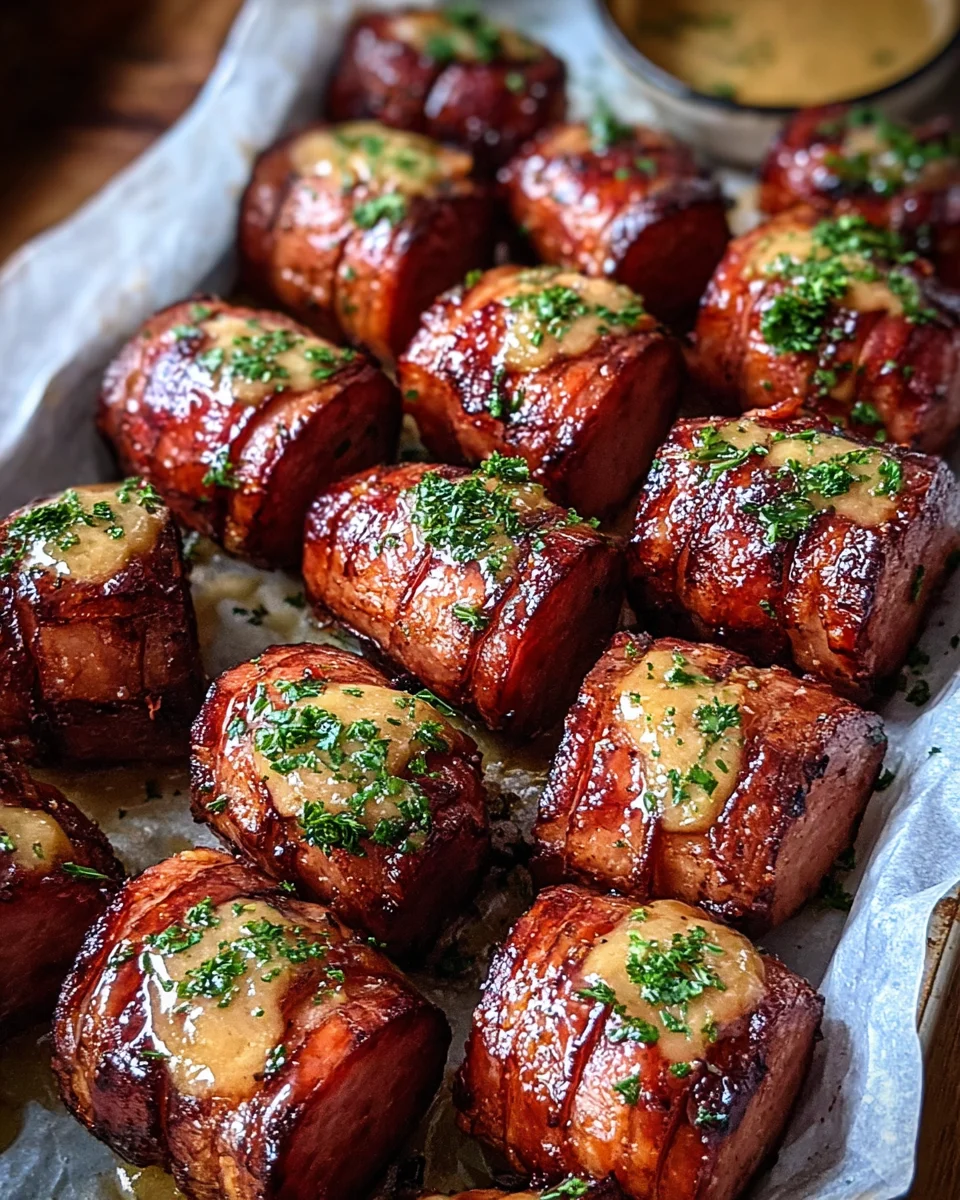 Mustard Hasselback Kielbasa Bites